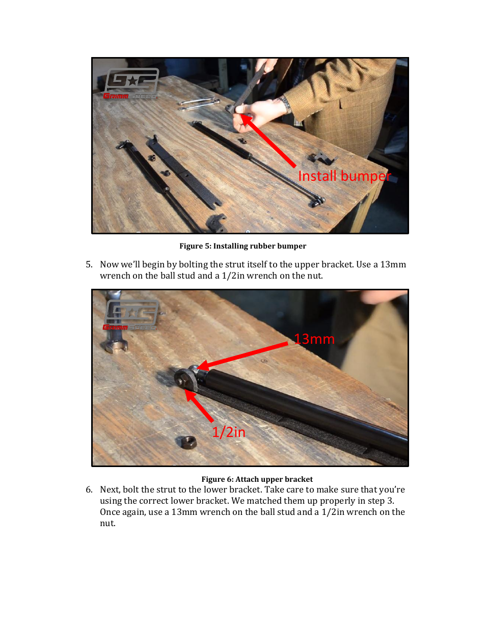 Install bumper 13mm 1/2in | GrimmSpeed Hood Struts User Manual | Page 3 / 7
