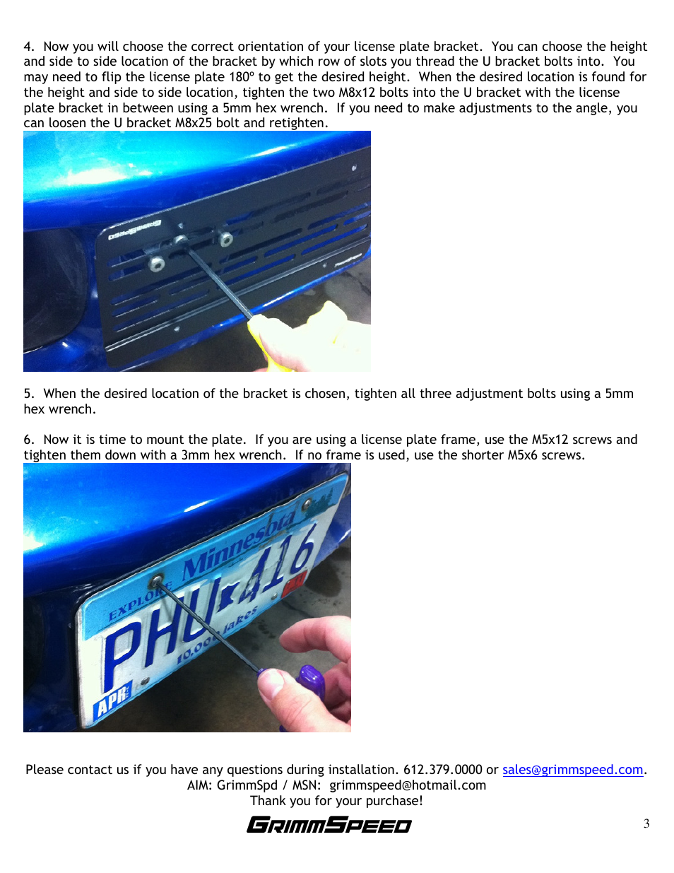 GrimmSpeed License Plate User Manual | Page 3 / 3