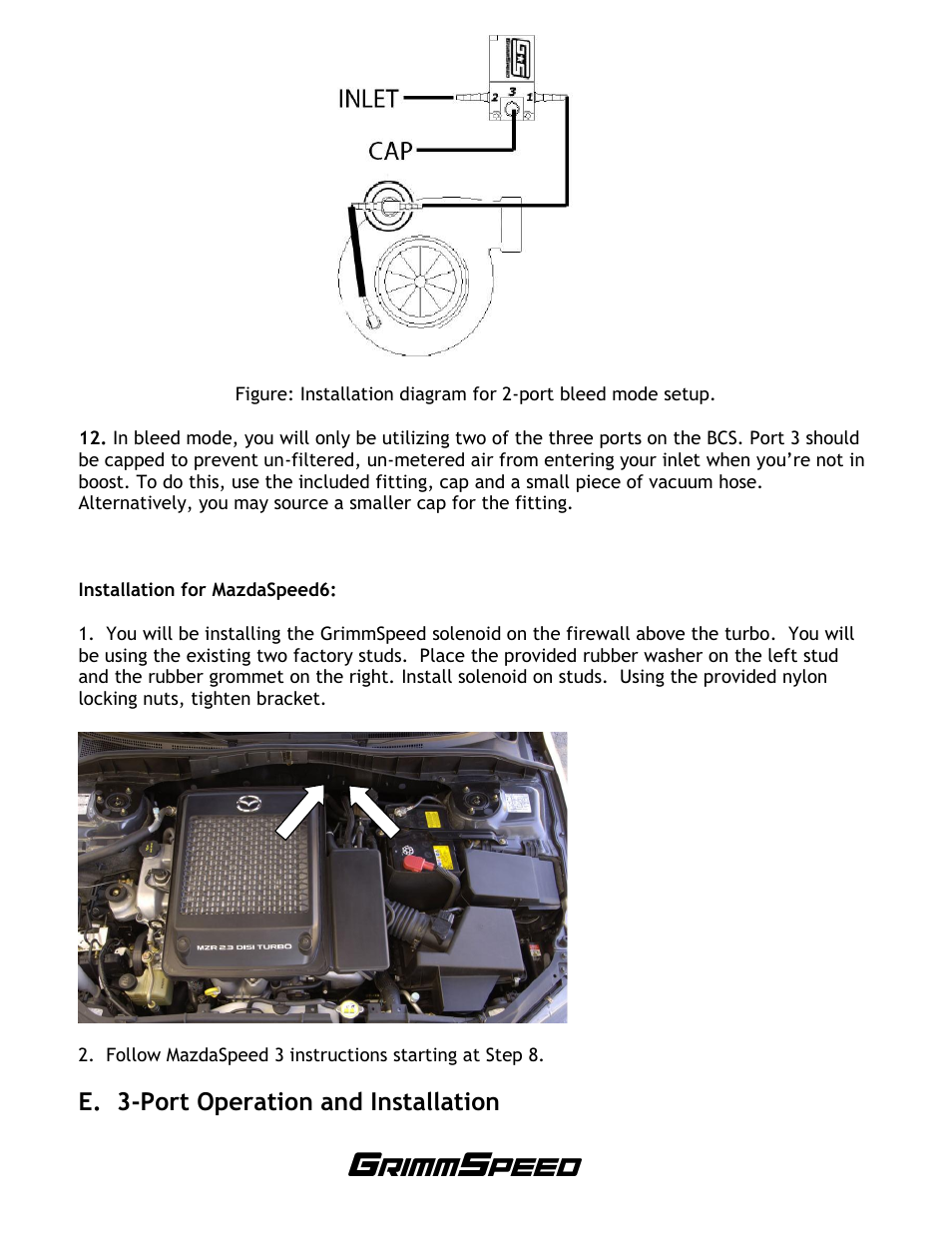 E. 3-port operation and installation | GrimmSpeed Mazdaspeed Electronic Boost Controller User Manual | Page 7 / 11
