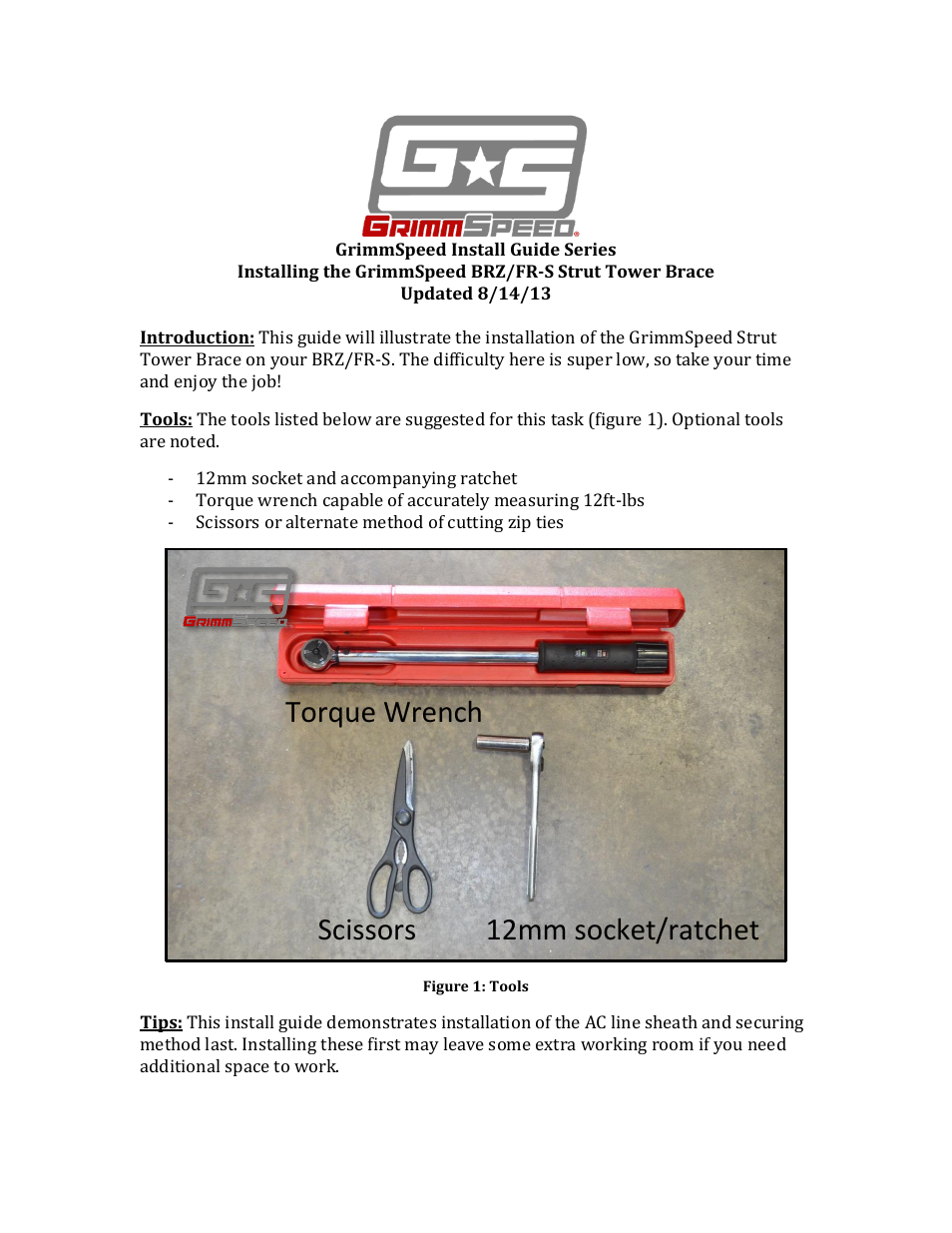 GrimmSpeed Strut Bar User Manual | 4 pages