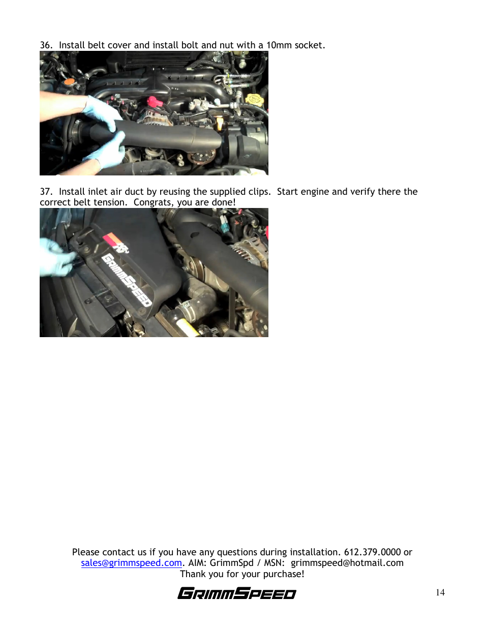 GrimmSpeed Subaru Lightweight Crank Pulley User Manual | Page 14 / 14