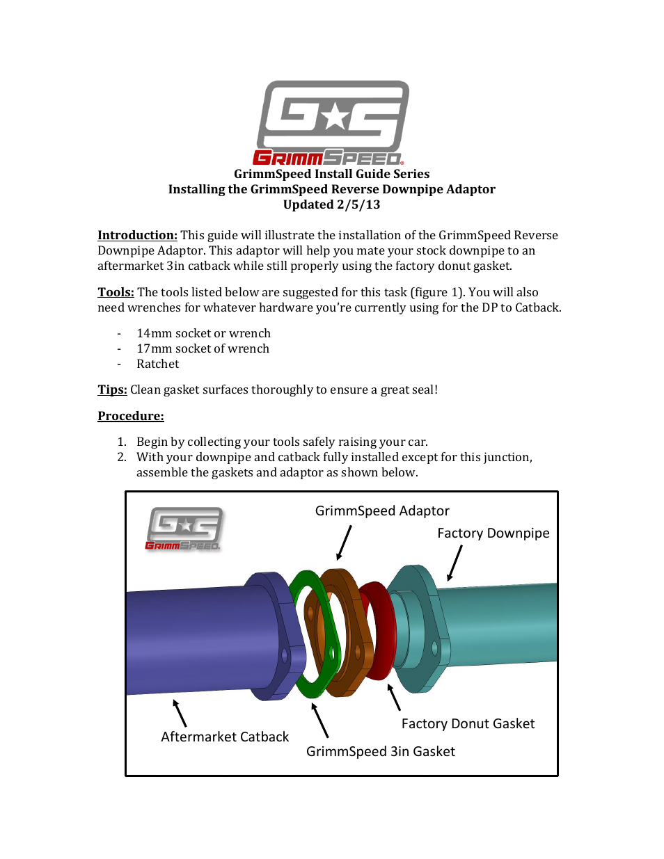 GrimmSpeed Subaru Reverse Downpipe Adapter User Manual | 2 pages