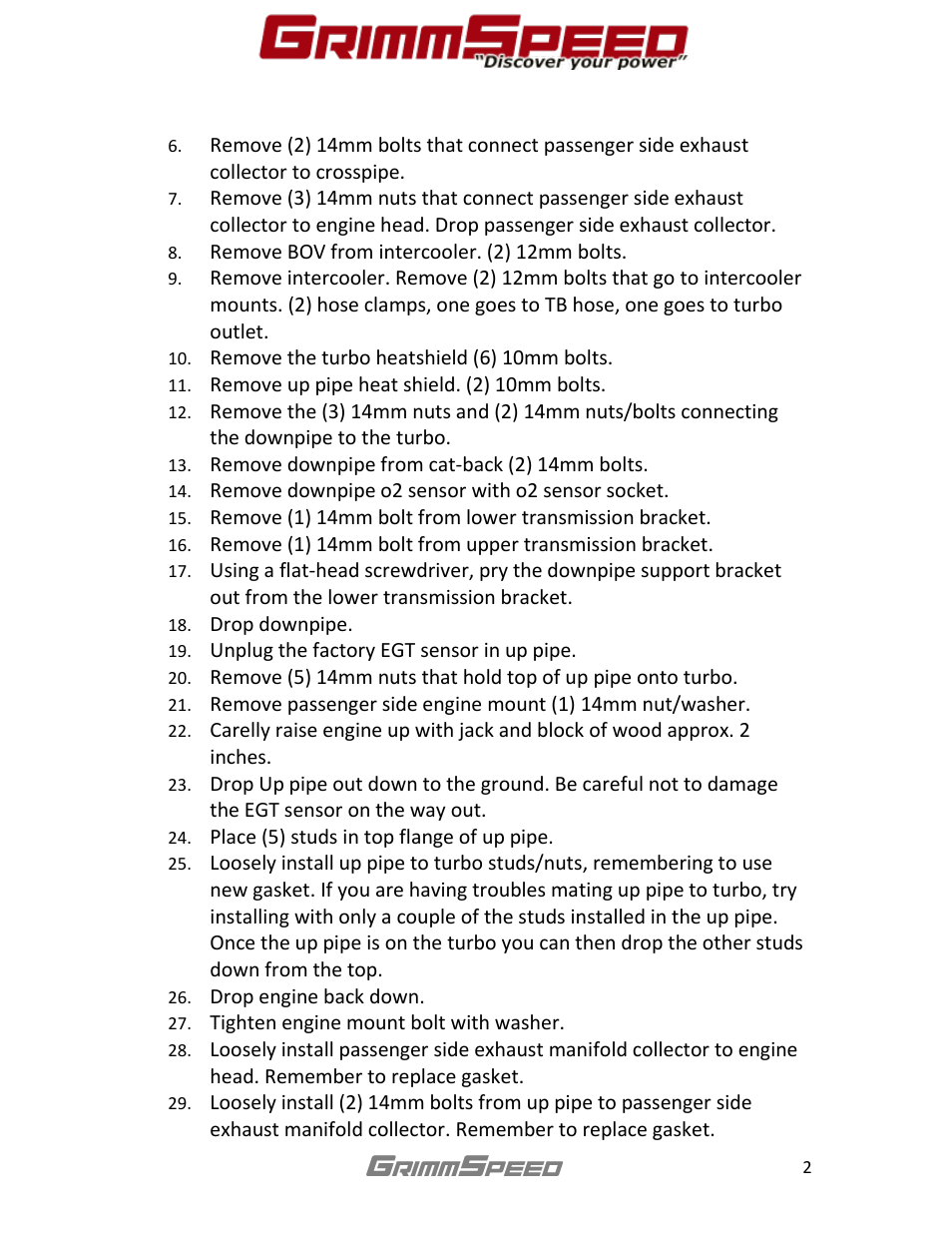 GrimmSpeed Subaru Up pipe User Manual | Page 2 / 3