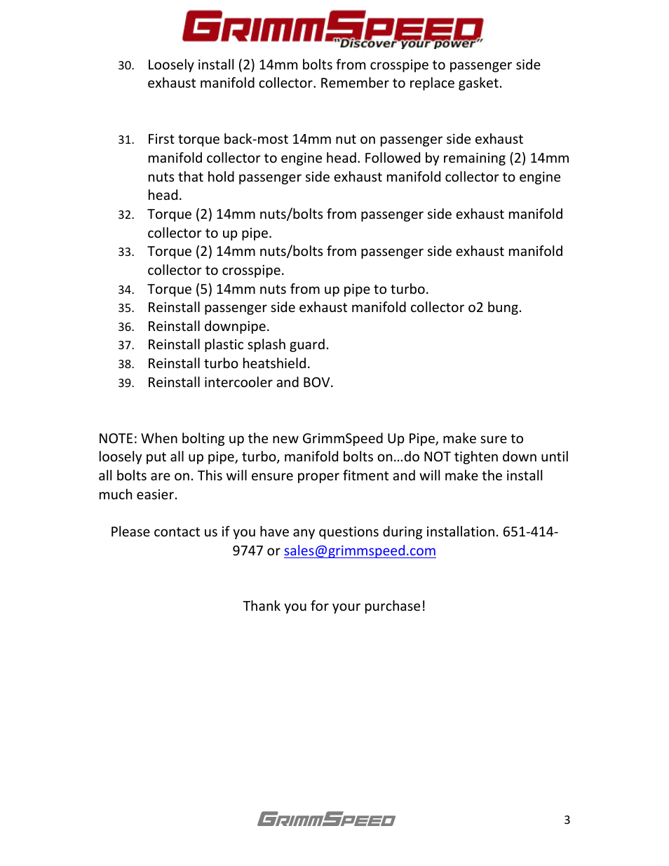 GrimmSpeed Subaru Up pipe User Manual | Page 3 / 3