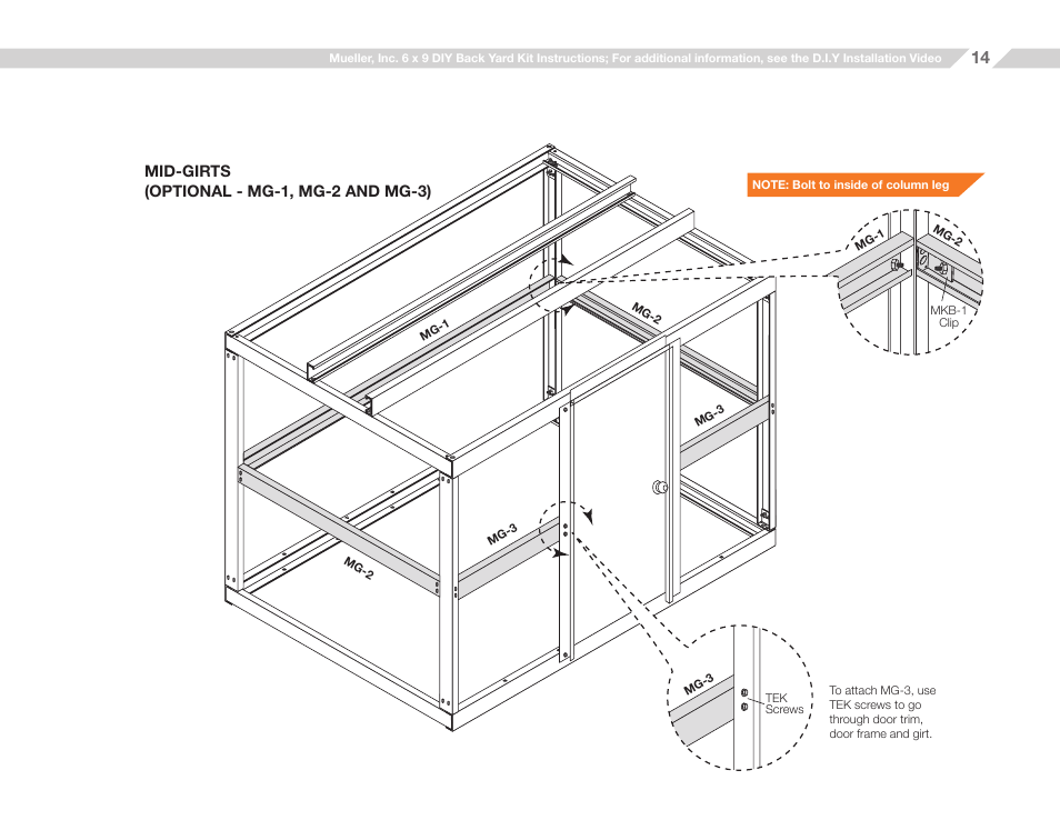 Mueller 6x9 (D.I.Y.) with Optional Center Girts and Floor Kit User Manual | Page 14 / 26