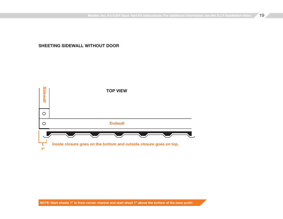 Mueller 6x9 (D.I.Y.) with Optional Center Girts and Floor Kit User Manual | Page 19 / 26