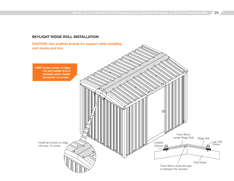 Mueller 6x9 (D.I.Y.) with Optional Center Girts and Floor Kit User Manual | Page 25 / 26