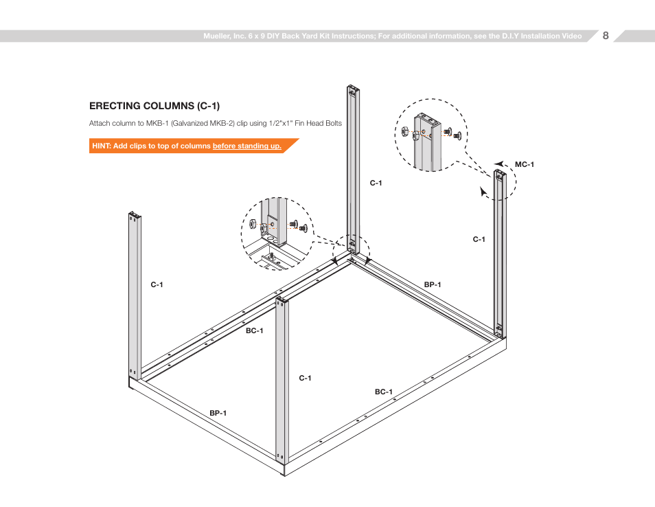 Mueller 6x9 (D.I.Y.) with Optional Center Girts and Floor Kit User Manual | Page 8 / 26