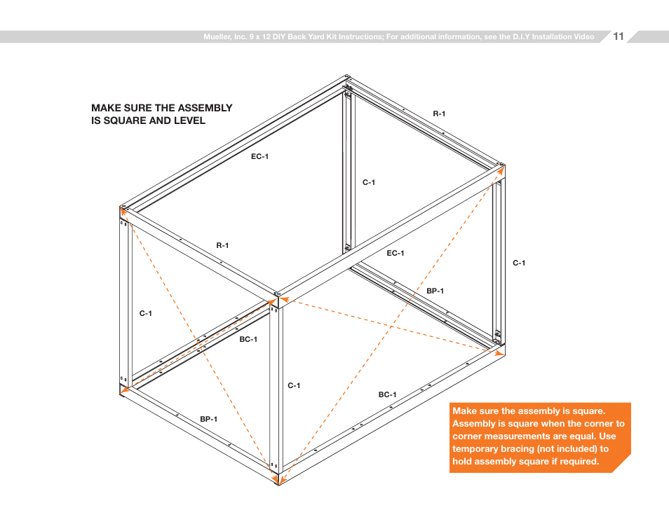 Mueller 9x12 (D.I.Y.) with Optional Center Girts and Floor Kit User Manual | Page 11 / 29