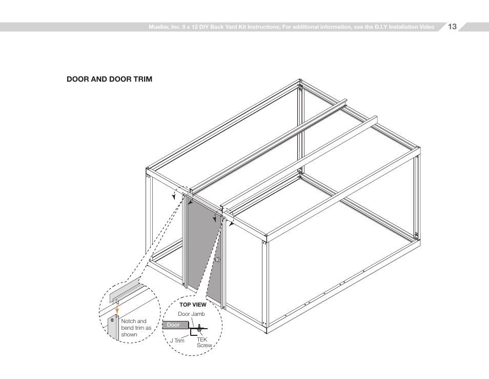 Mueller 9x12 (D.I.Y.) with Optional Center Girts and Floor Kit User Manual | Page 13 / 29