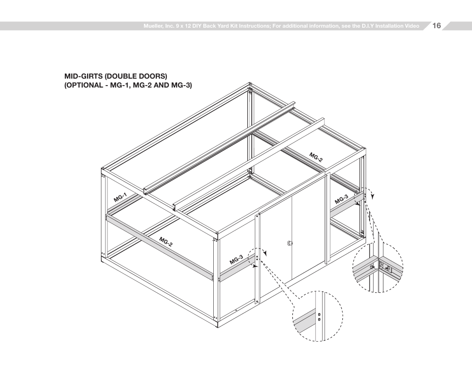 Mueller 9x12 (D.I.Y.) with Optional Center Girts and Floor Kit User Manual | Page 16 / 29