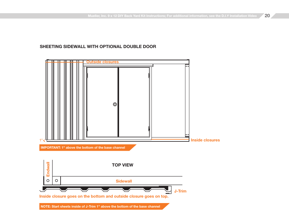 Mueller 9x12 (D.I.Y.) with Optional Center Girts and Floor Kit User Manual | Page 20 / 29