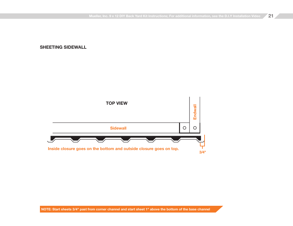 Mueller 9x12 (D.I.Y.) with Optional Center Girts and Floor Kit User Manual | Page 21 / 29