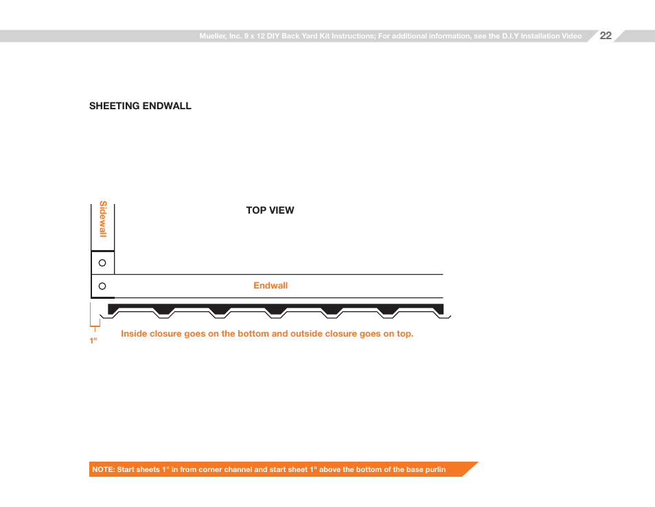 Mueller 9x12 (D.I.Y.) with Optional Center Girts and Floor Kit User Manual | Page 22 / 29