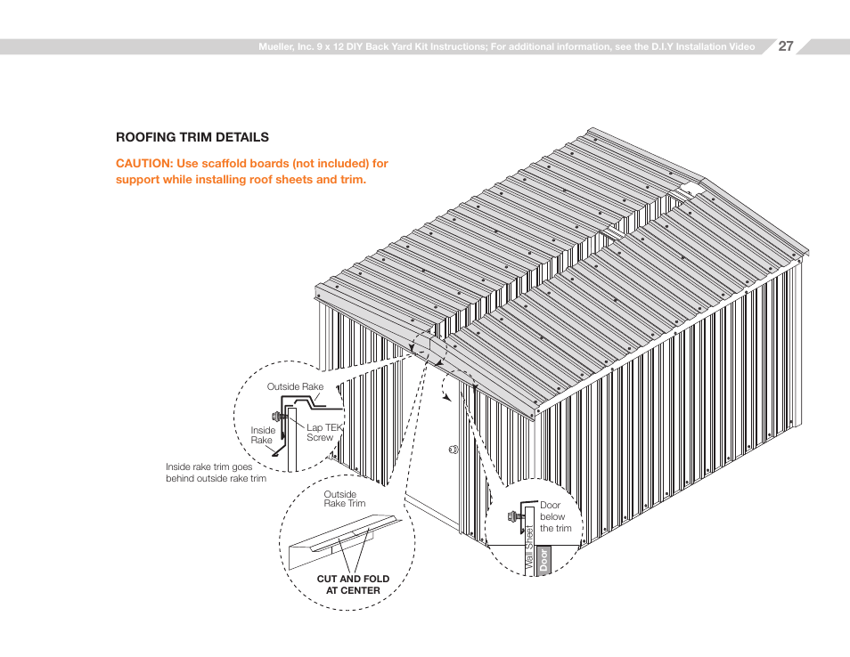 Mueller 9x12 (D.I.Y.) with Optional Center Girts and Floor Kit User Manual | Page 27 / 29