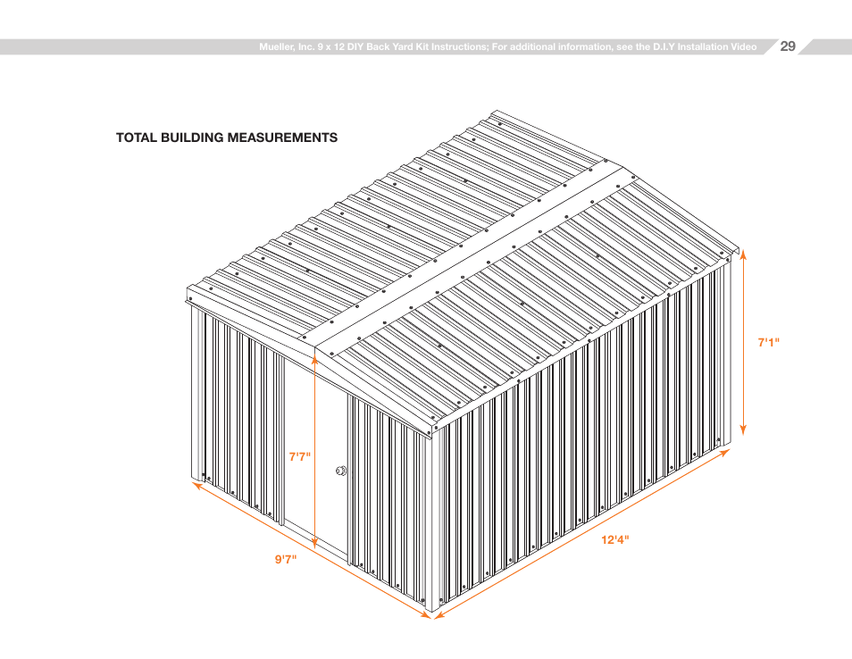 Mueller 9x12 (D.I.Y.) with Optional Center Girts and Floor Kit User Manual | Page 29 / 29