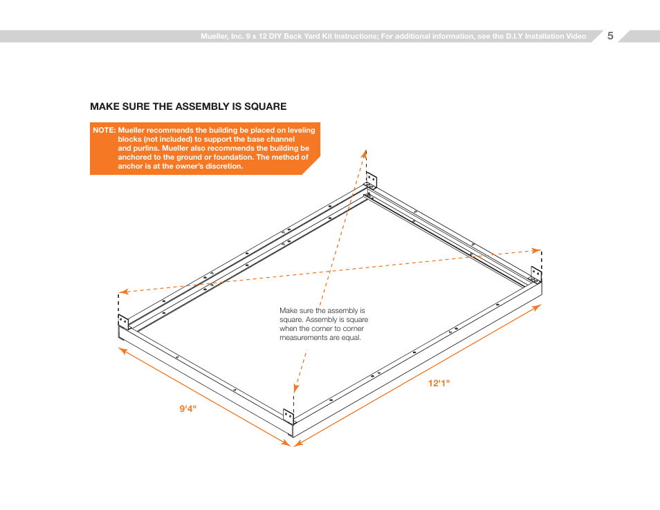 Mueller 9x12 (D.I.Y.) with Optional Center Girts and Floor Kit User Manual | Page 5 / 29