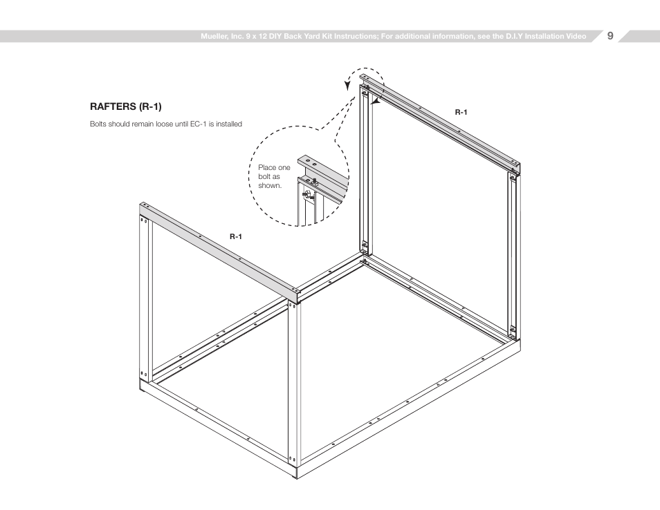Mueller 9x12 (D.I.Y.) with Optional Center Girts and Floor Kit User Manual | Page 9 / 29