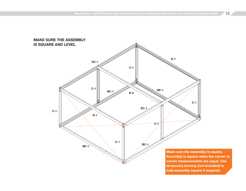 Mueller 12x15 (D.I.Y.) with Optional Center Girts and Floor Kit User Manual | Page 12 / 27