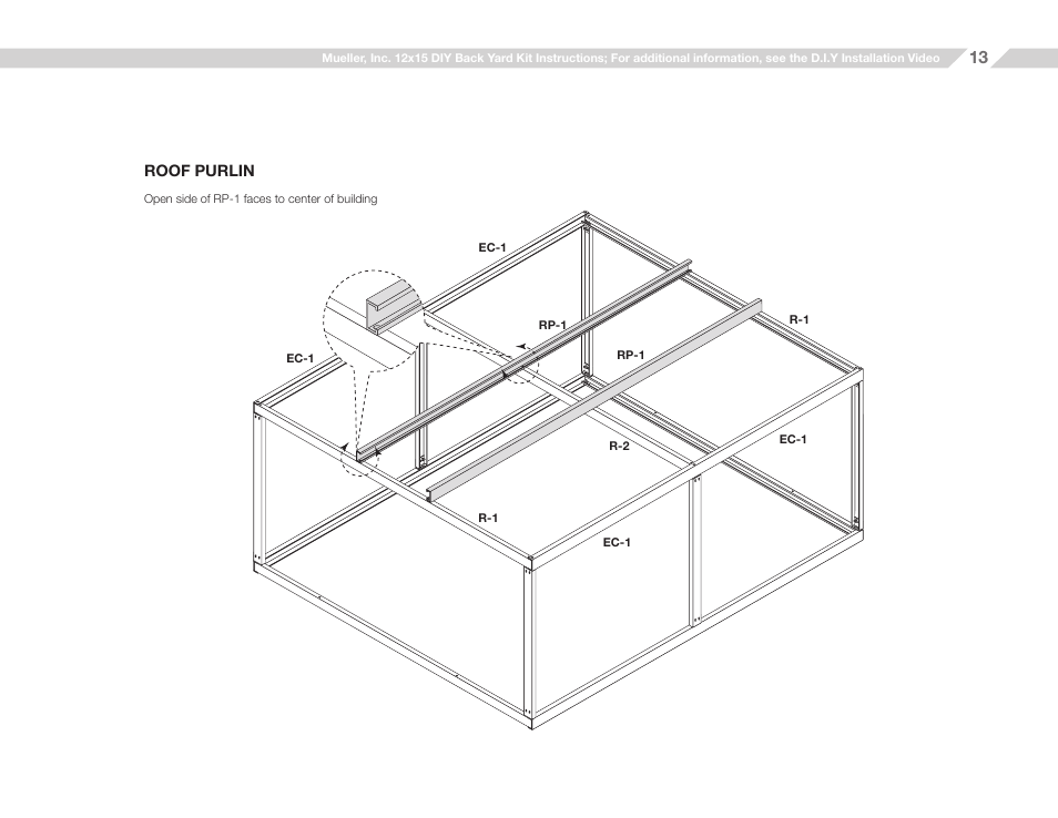 Mueller 12x15 (D.I.Y.) with Optional Center Girts and Floor Kit User Manual | Page 13 / 27