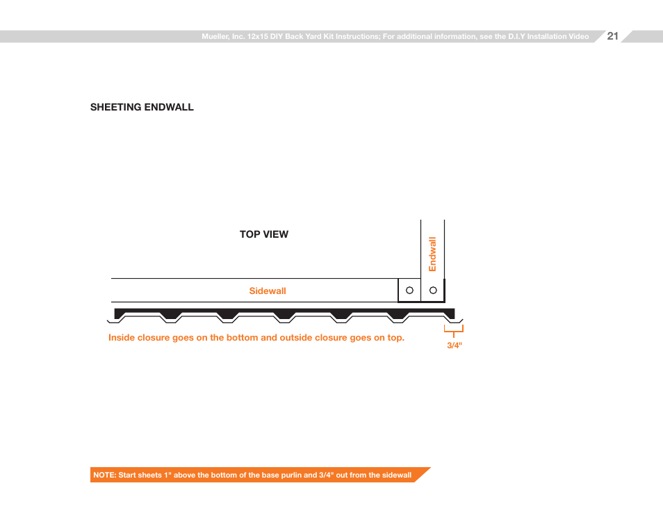 Mueller 12x15 (D.I.Y.) with Optional Center Girts and Floor Kit User Manual | Page 21 / 27
