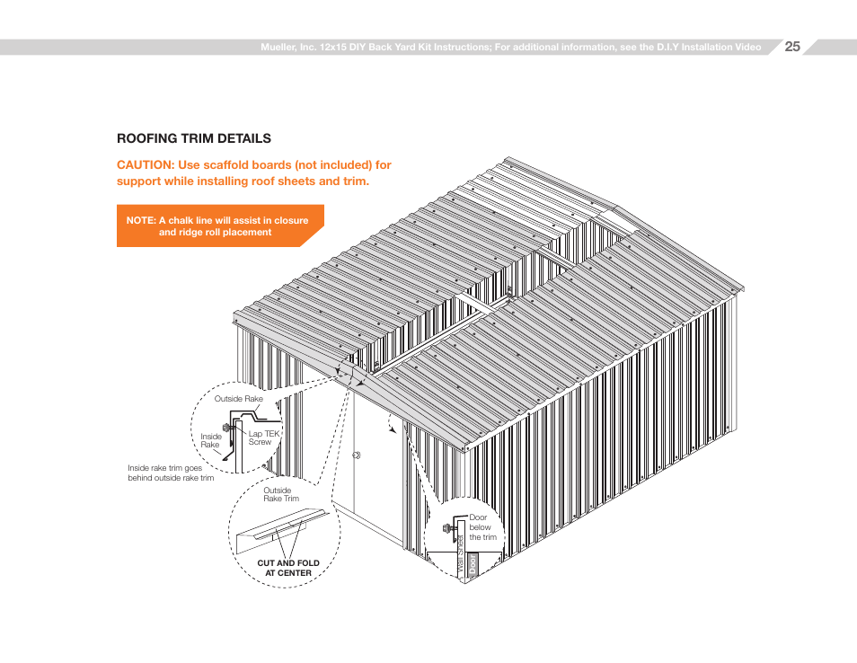 Roofing trim details | Mueller 12x15 (D.I.Y.) with Optional Center Girts and Floor Kit User Manual | Page 25 / 27