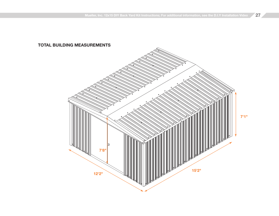 Mueller 12x15 (D.I.Y.) with Optional Center Girts and Floor Kit User Manual | Page 27 / 27