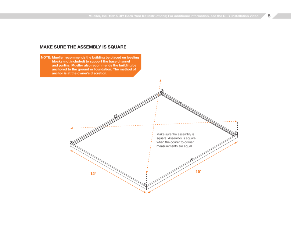 Mueller 12x15 (D.I.Y.) with Optional Center Girts and Floor Kit User Manual | Page 5 / 27
