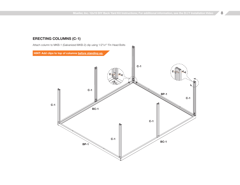 Mueller 12x15 (D.I.Y.) with Optional Center Girts and Floor Kit User Manual | Page 8 / 27