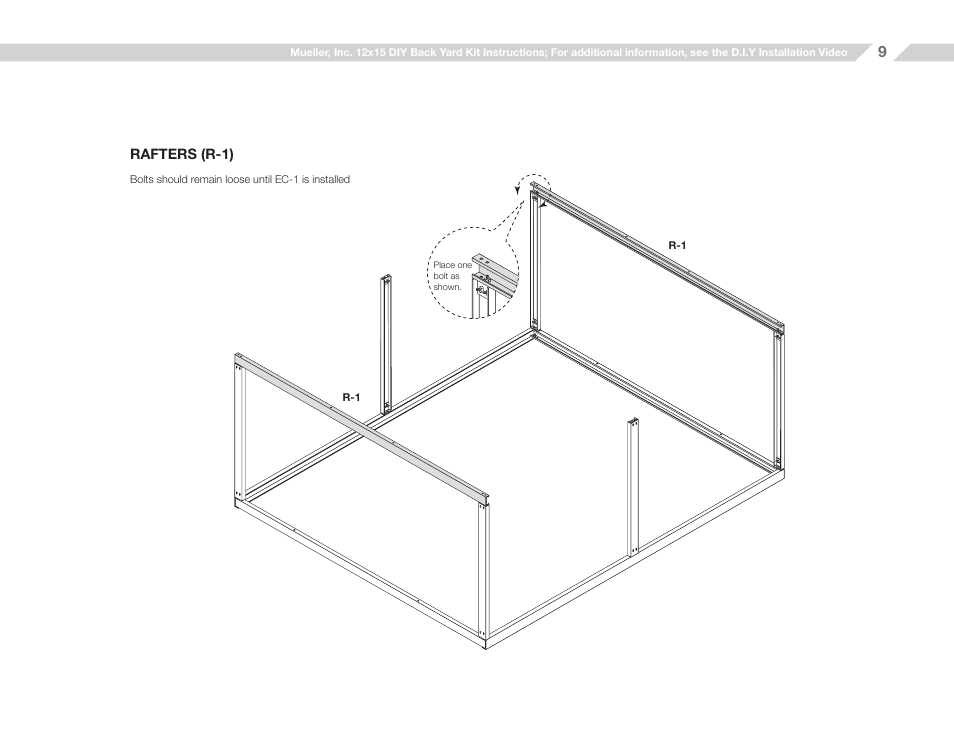 Mueller 12x15 (D.I.Y.) with Optional Center Girts and Floor Kit User Manual | Page 9 / 27