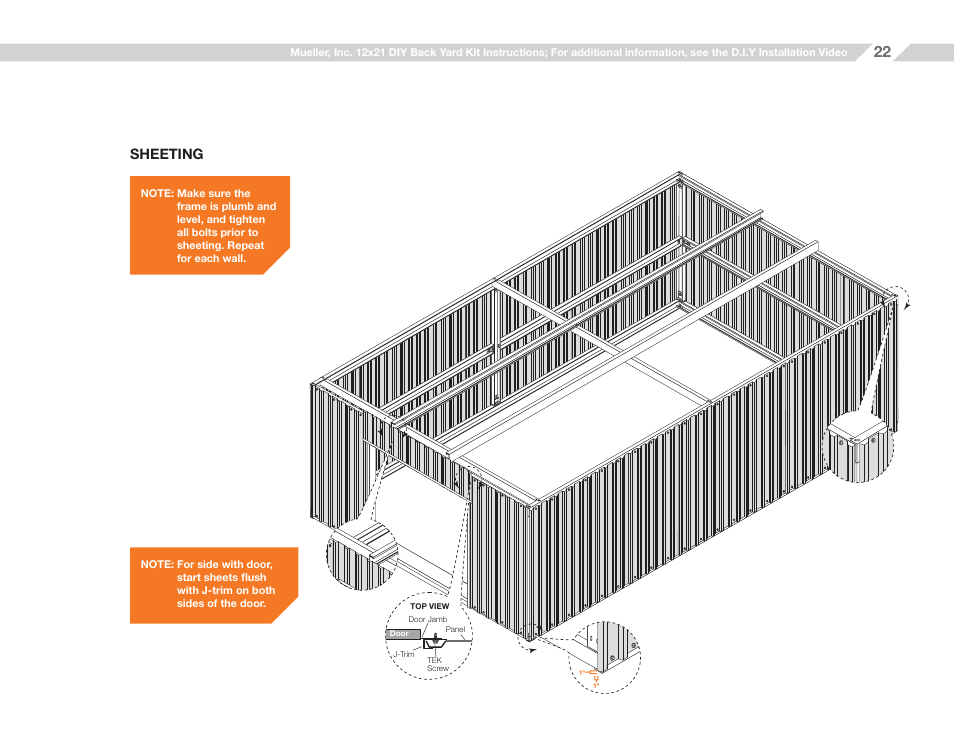 Sheeting | Mueller 12x21 (D.I.Y.) with Optional Center Girts and Floor Kit User Manual | Page 22 / 31