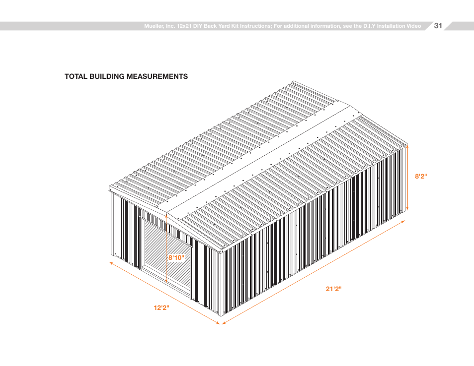 Mueller 12x21 (D.I.Y.) with Optional Center Girts and Floor Kit User Manual | Page 31 / 31