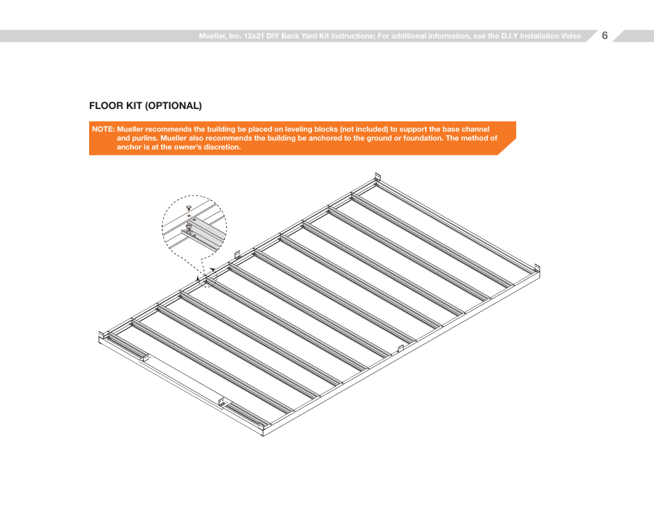 Mueller 12x21 (D.I.Y.) with Optional Center Girts and Floor Kit User Manual | Page 6 / 31