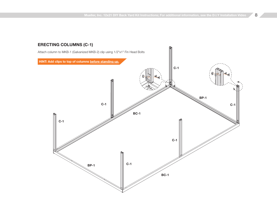 Mueller 12x21 (D.I.Y.) with Optional Center Girts and Floor Kit User Manual | Page 8 / 31