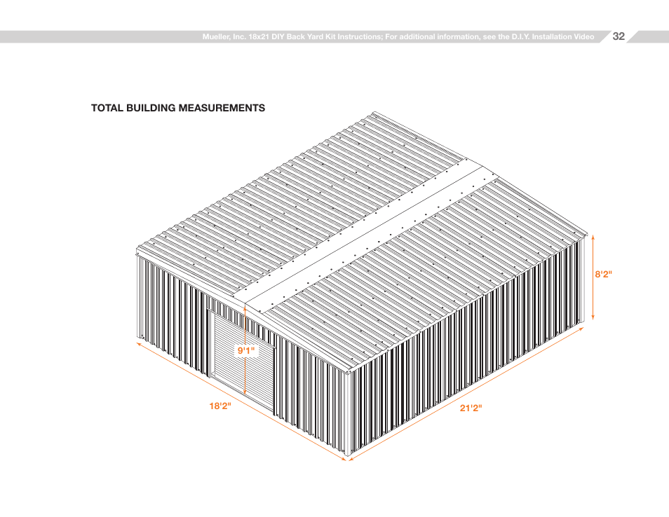 Mueller 18x21 (D.I.Y.) with Optional Center Girts and Floor Kit User Manual | Page 32 / 32