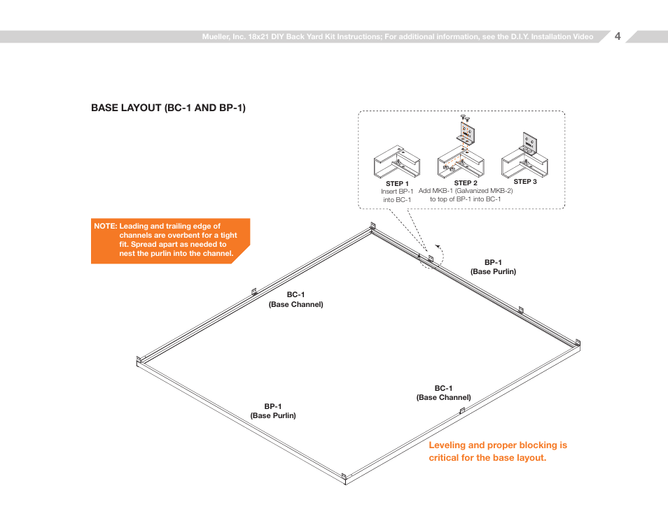Base layout (bc-1 and bp-1) | Mueller 18x21 (D.I.Y.) with Optional Center Girts and Floor Kit User Manual | Page 4 / 32