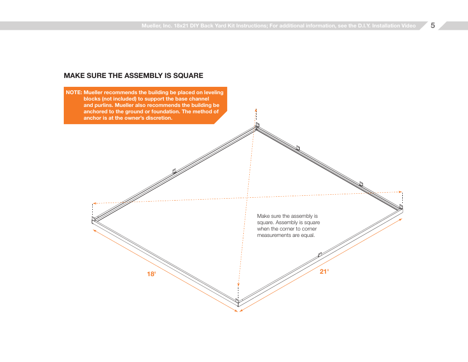 Mueller 18x21 (D.I.Y.) with Optional Center Girts and Floor Kit User Manual | Page 5 / 32