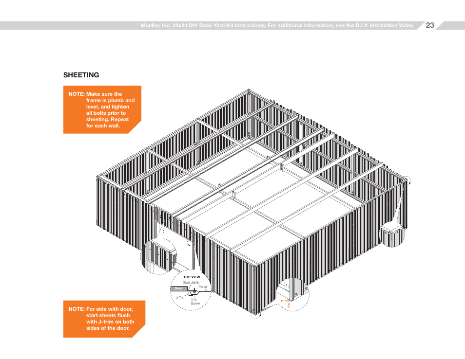 Sheeting | Mueller 24x24 (D.I.Y.) with Optional Center Girts and Floor Kit User Manual | Page 23 / 33