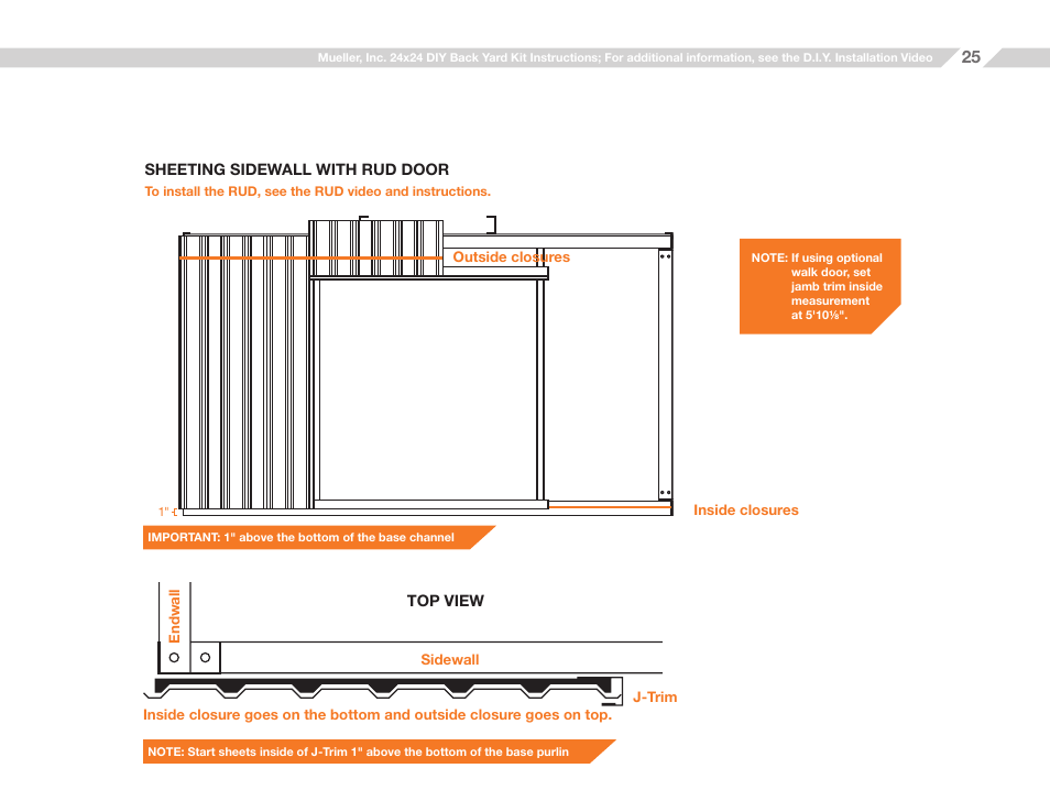 Mueller 24x24 (D.I.Y.) with Optional Center Girts and Floor Kit User Manual | Page 25 / 33
