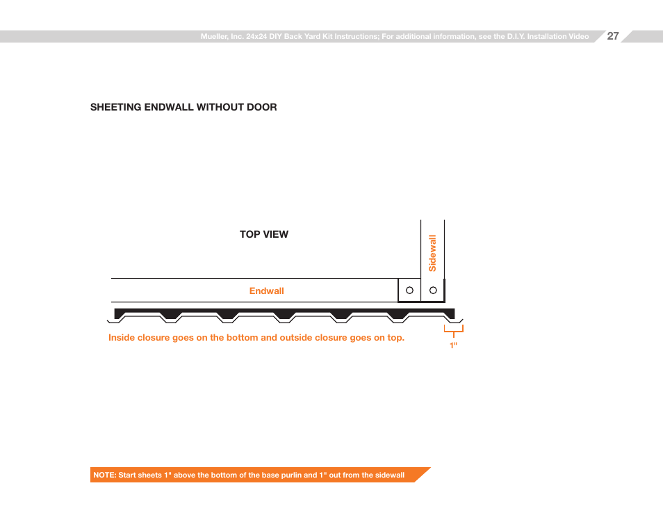 Mueller 24x24 (D.I.Y.) with Optional Center Girts and Floor Kit User Manual | Page 27 / 33