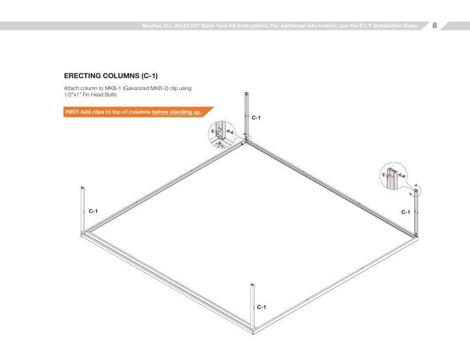 Mueller 24x24 (D.I.Y.) with Optional Center Girts and Floor Kit User Manual | Page 8 / 33