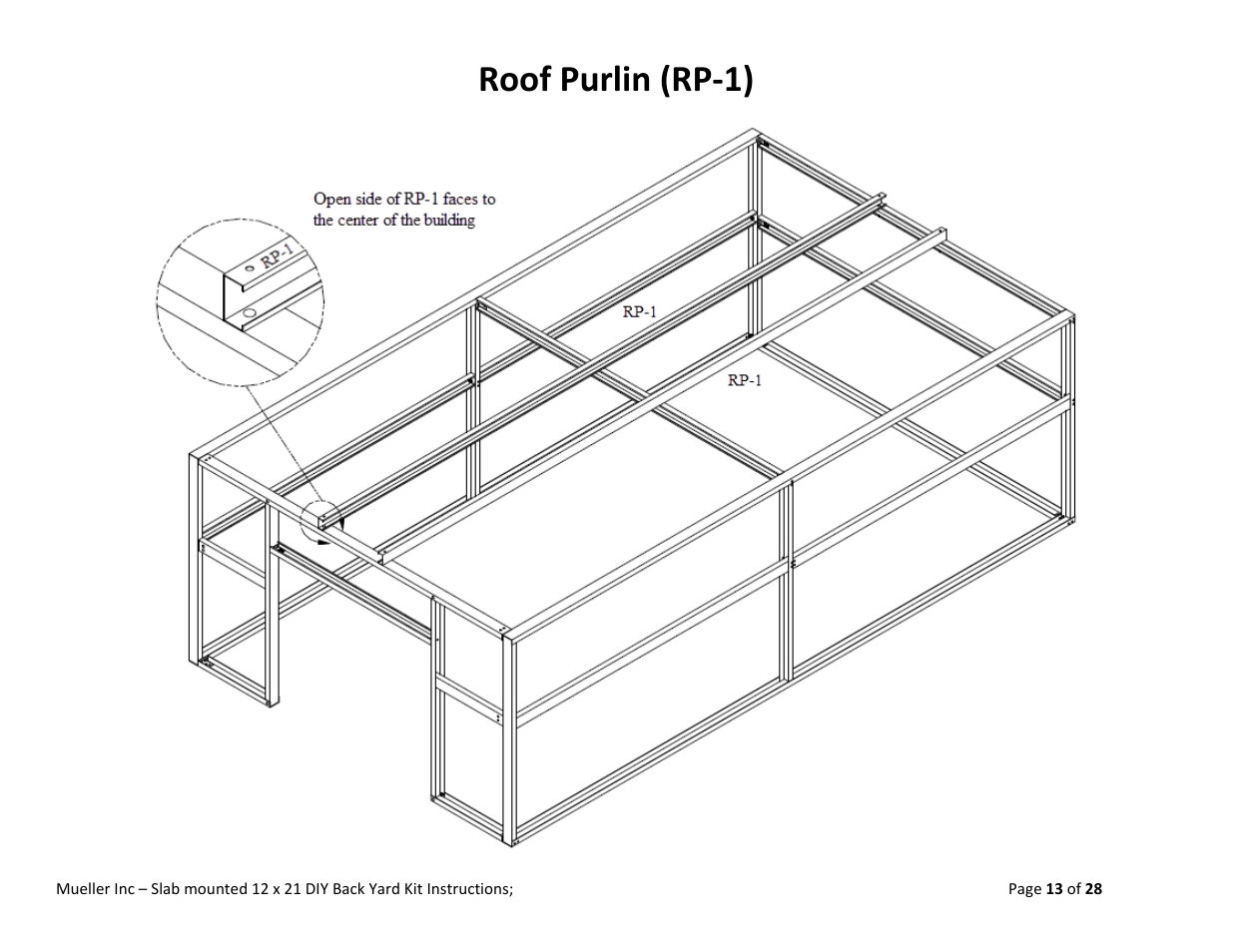 Roof purlin (rp‐1) | Mueller 12x21 (DIY) with Optional Center Girts User Manual | Page 13 / 28