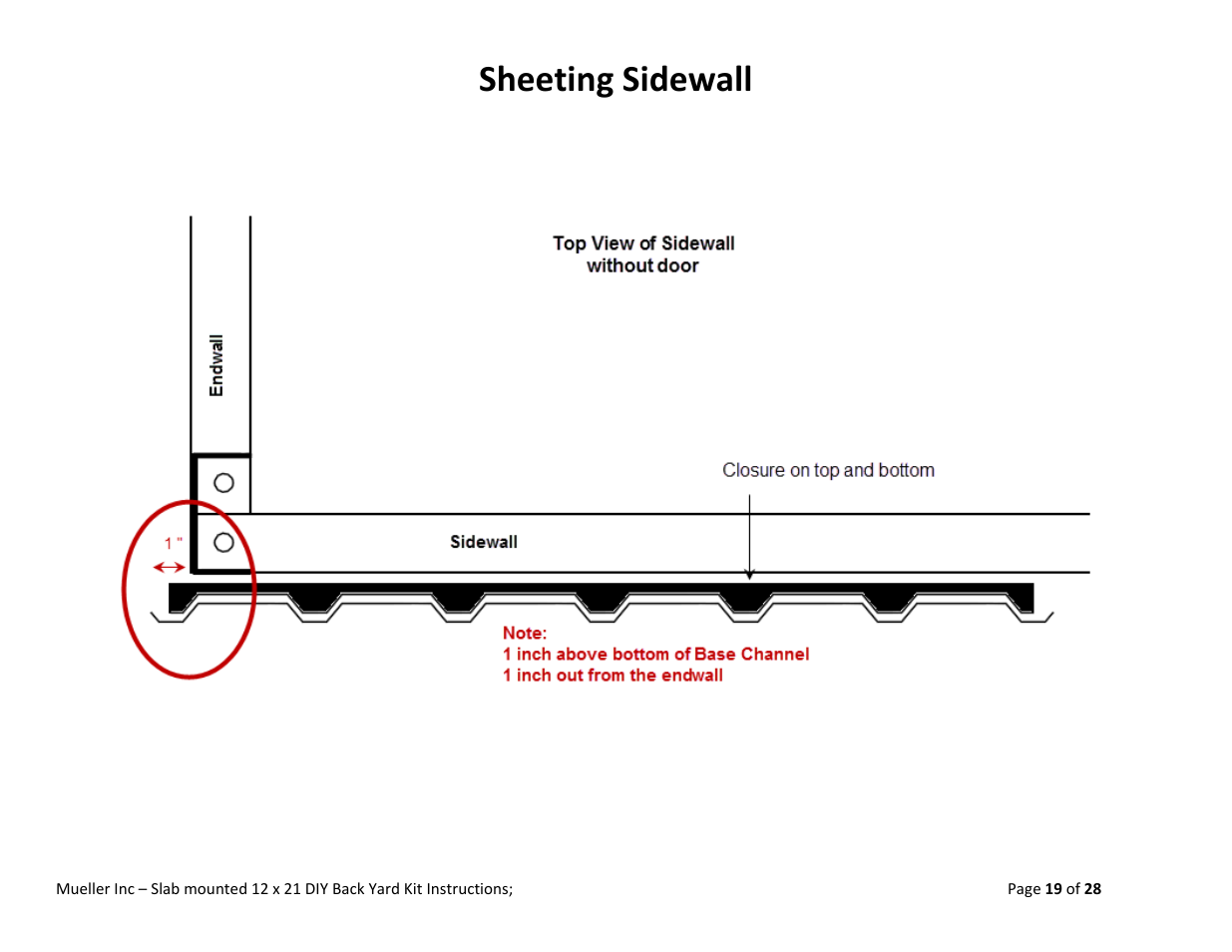 Sheeting sidewall | Mueller 12x21 (DIY) with Optional Center Girts User Manual | Page 19 / 28