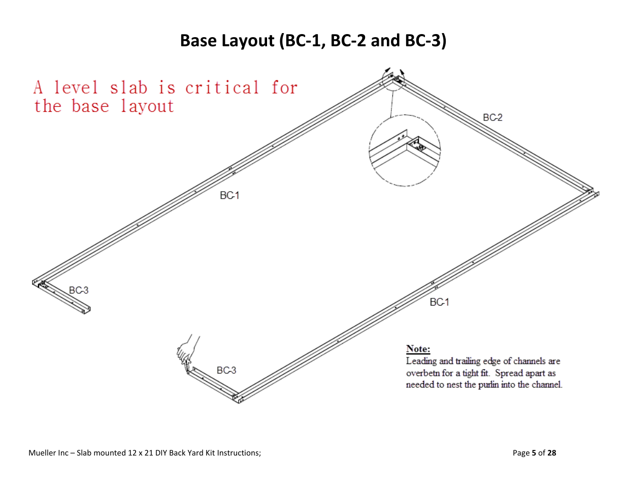 Base layout (bc‐1, bc‐2 and bc‐3) | Mueller 12x21 (DIY) with Optional Center Girts User Manual | Page 5 / 28