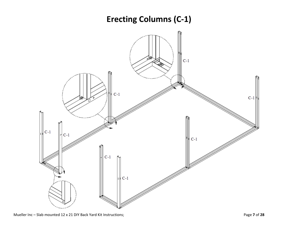 Erecting columns (c‐1) | Mueller 12x21 (DIY) with Optional Center Girts User Manual | Page 7 / 28