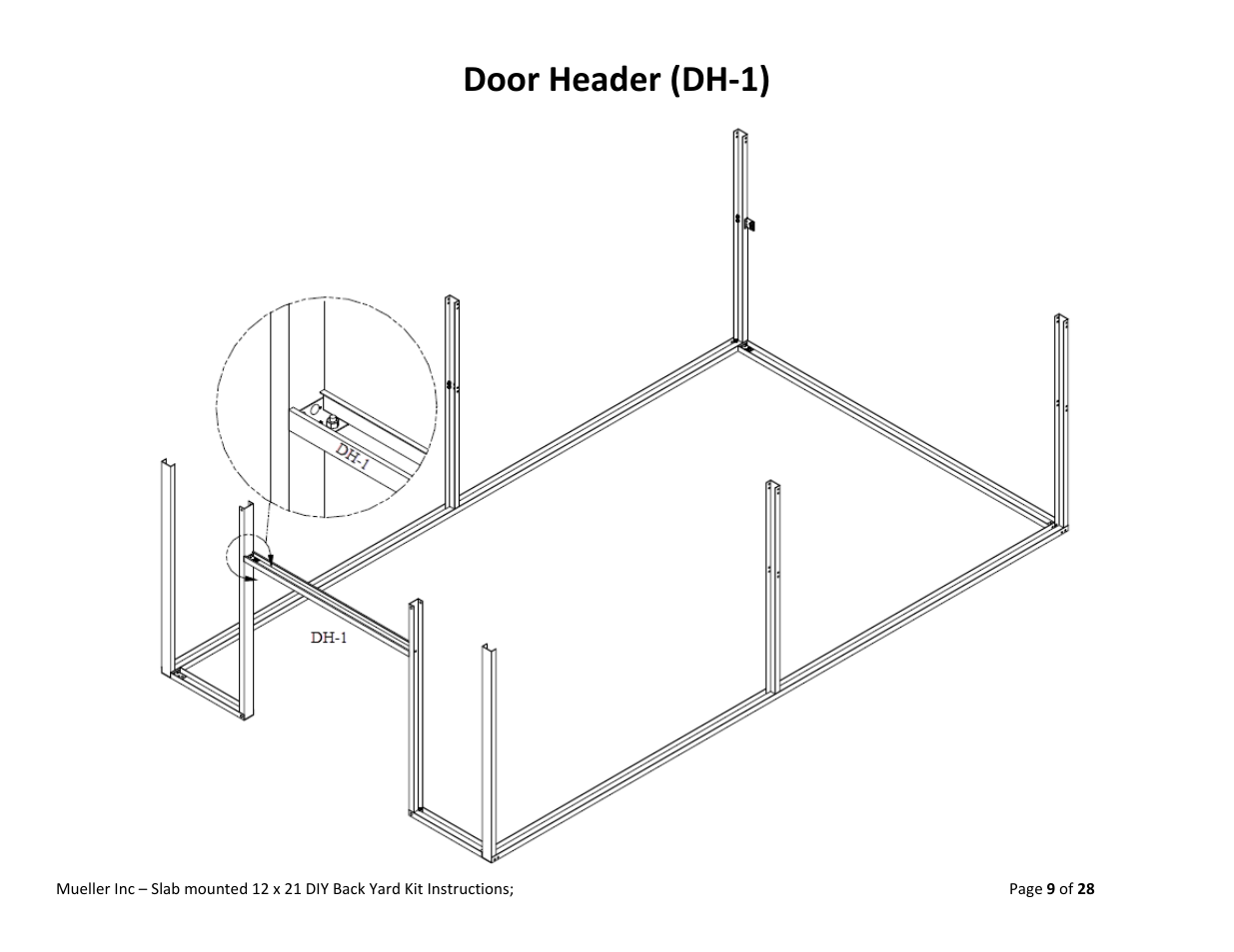 Door header (dh‐1) | Mueller 12x21 (DIY) with Optional Center Girts User Manual | Page 9 / 28