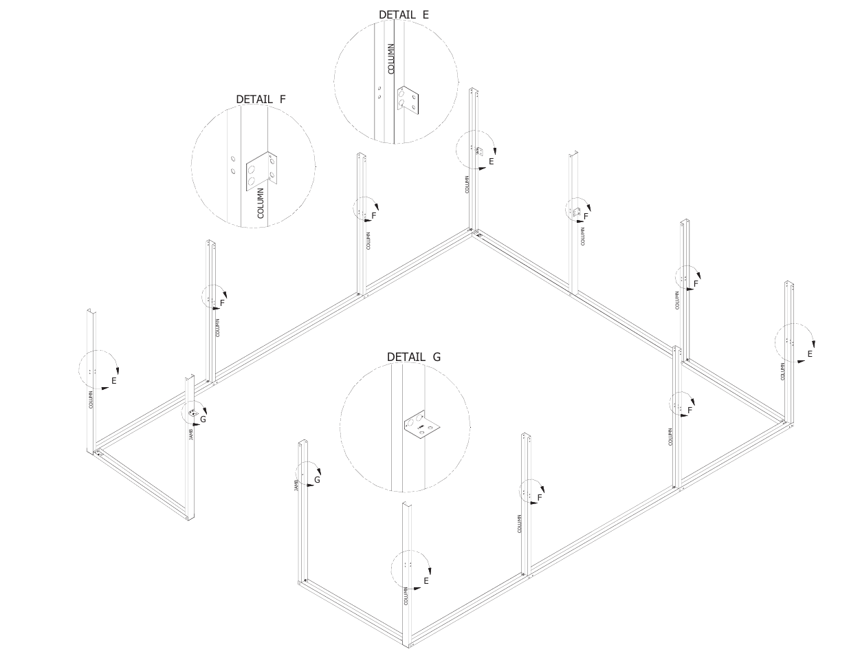 Detail g, Detail e, Detail f | Mueller 24x24 DIY KIT FOR SLAB User Manual | Page 11 / 24