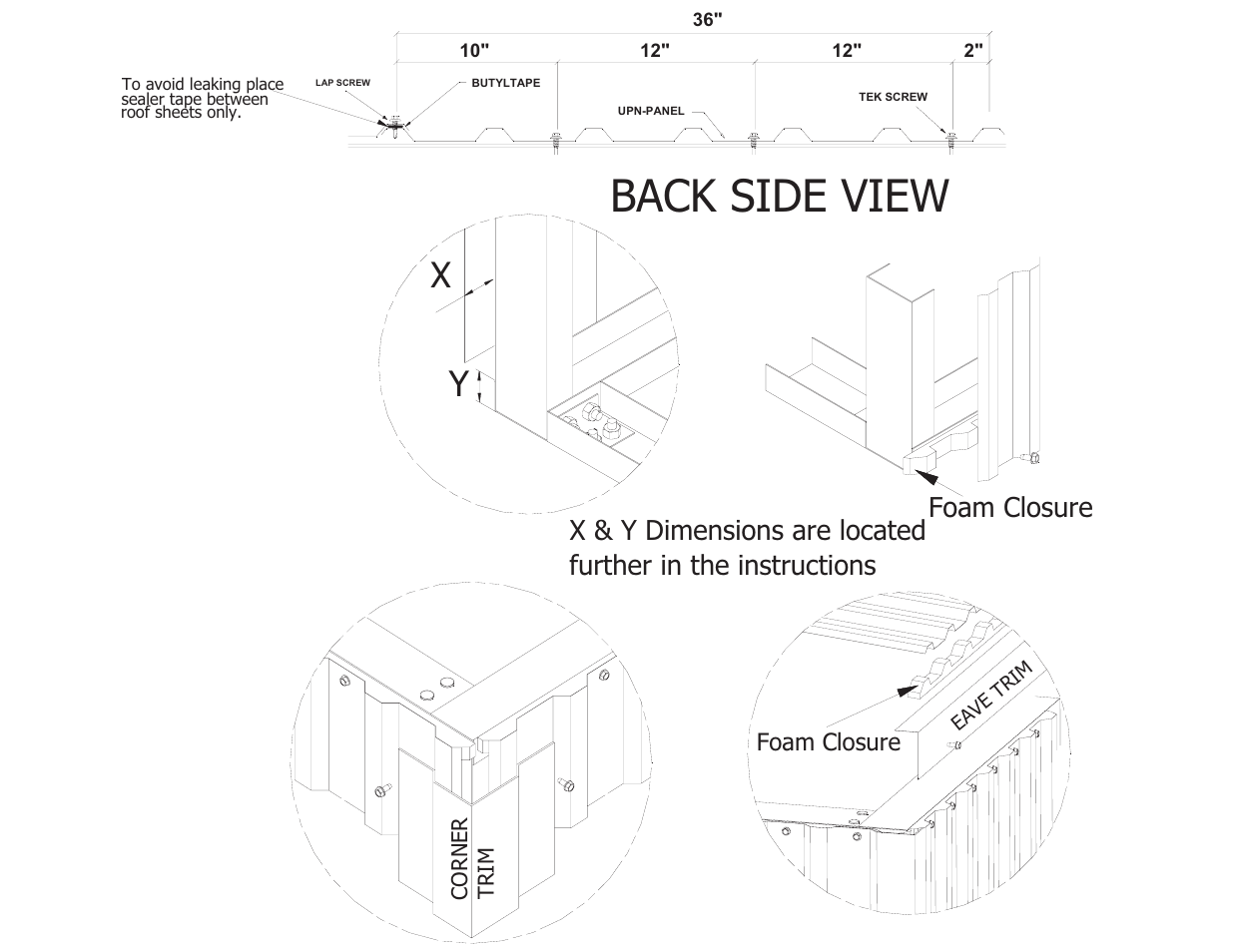 Back side view, Foam closure | Mueller 24x24 DIY KIT FOR SLAB User Manual | Page 4 / 24