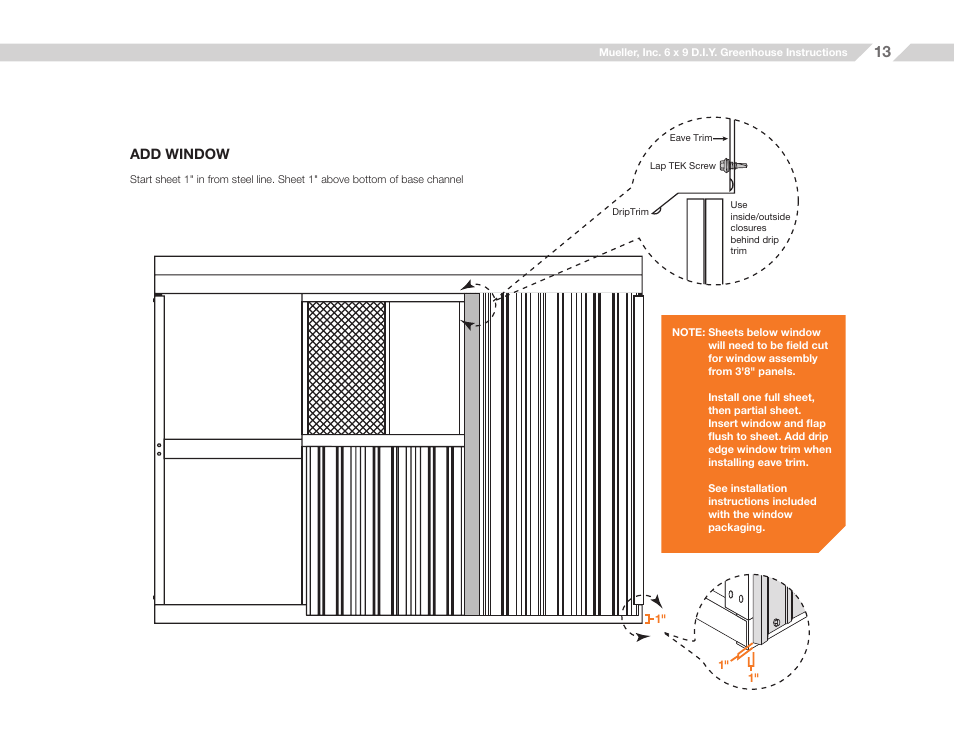 Add window | Mueller 6x9 D.I.Y. Greenhouse User Manual | Page 13 / 23