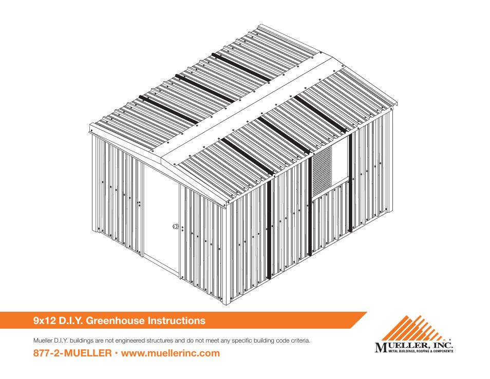 Mueller 9x12 D.I.Y. Greenhouse User Manual | 23 pages
